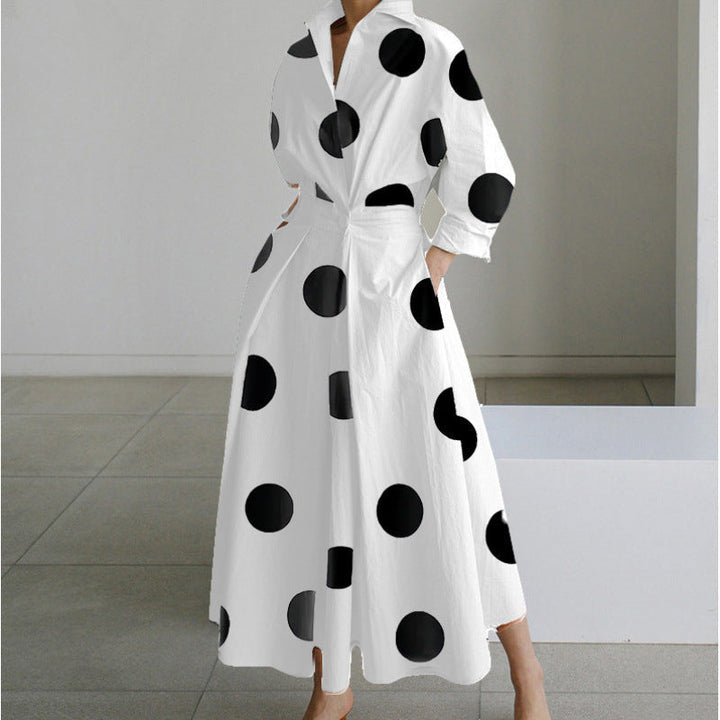 Women's Elegant Front Wrap Collared Maxi Dress