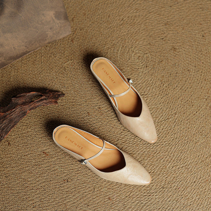 Women's Orthopedic Genuine Leather Pointed Toe Mary Jane Mules
