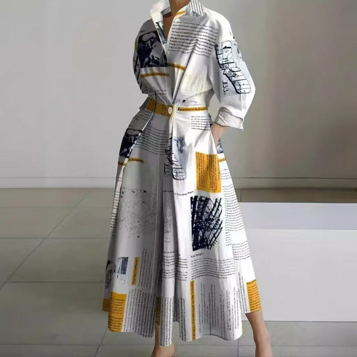 Women's Elegant Front Wrap Collared Maxi Dress