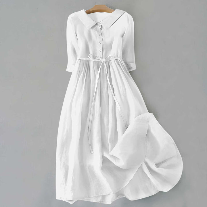 Women's Collared Midi Dress with Button Placket