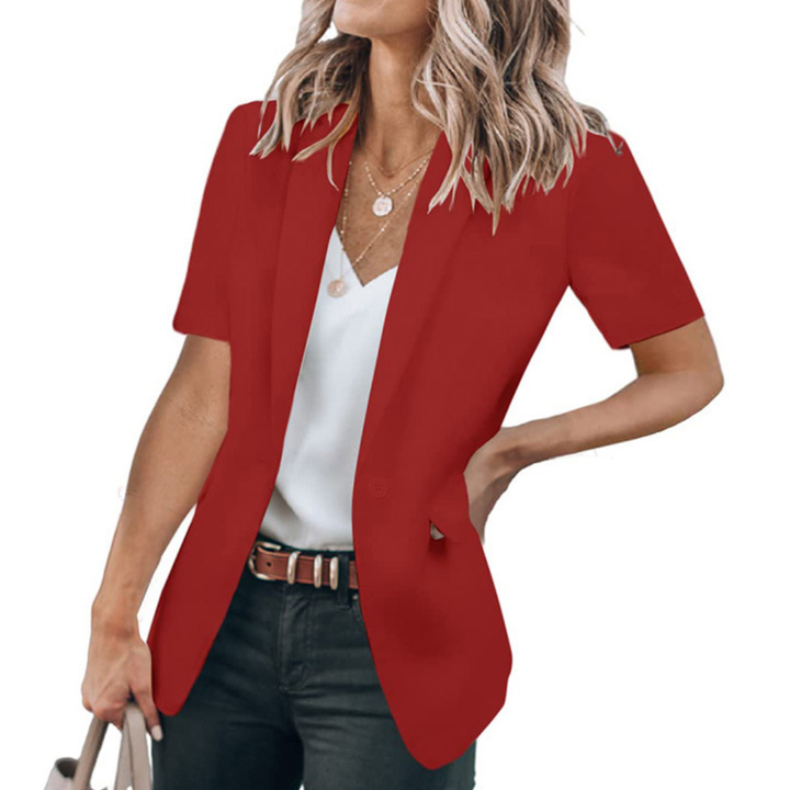 Women's Short Sleeve Open Front Lapel Casual Blazer