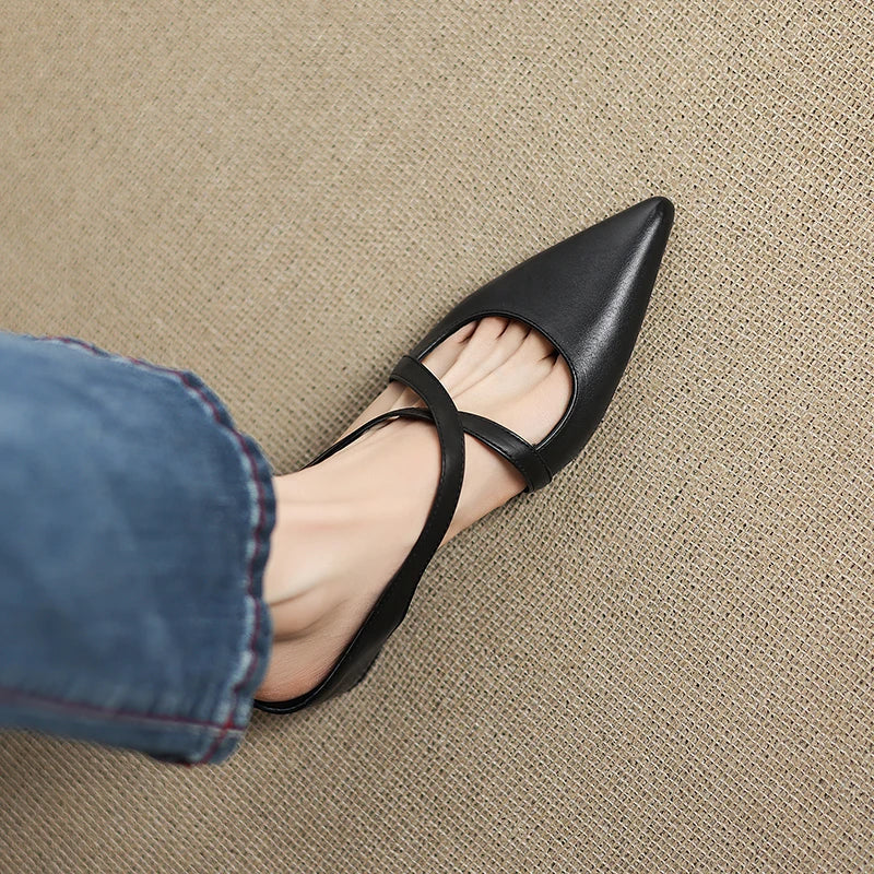 Women's Orthopaedic Genuine Leather Pointed Toe Mules