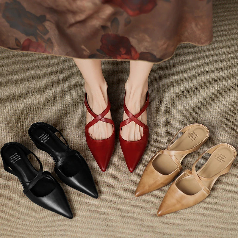 Women's Orthopaedic Genuine Leather Pointed Toe Mules