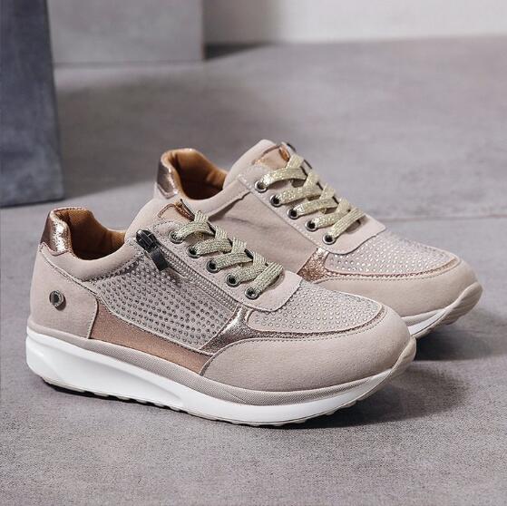 Women's Orthopedic Lace-Up Zip Wedge Casual Trainers