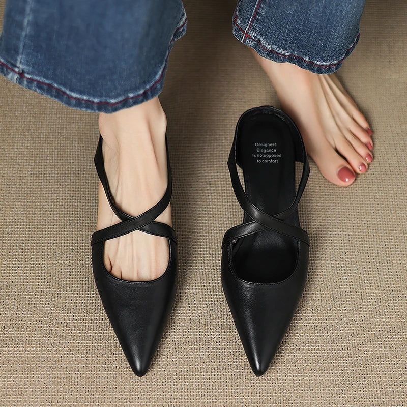 Women's Orthopaedic Genuine Leather Pointed Toe Mules