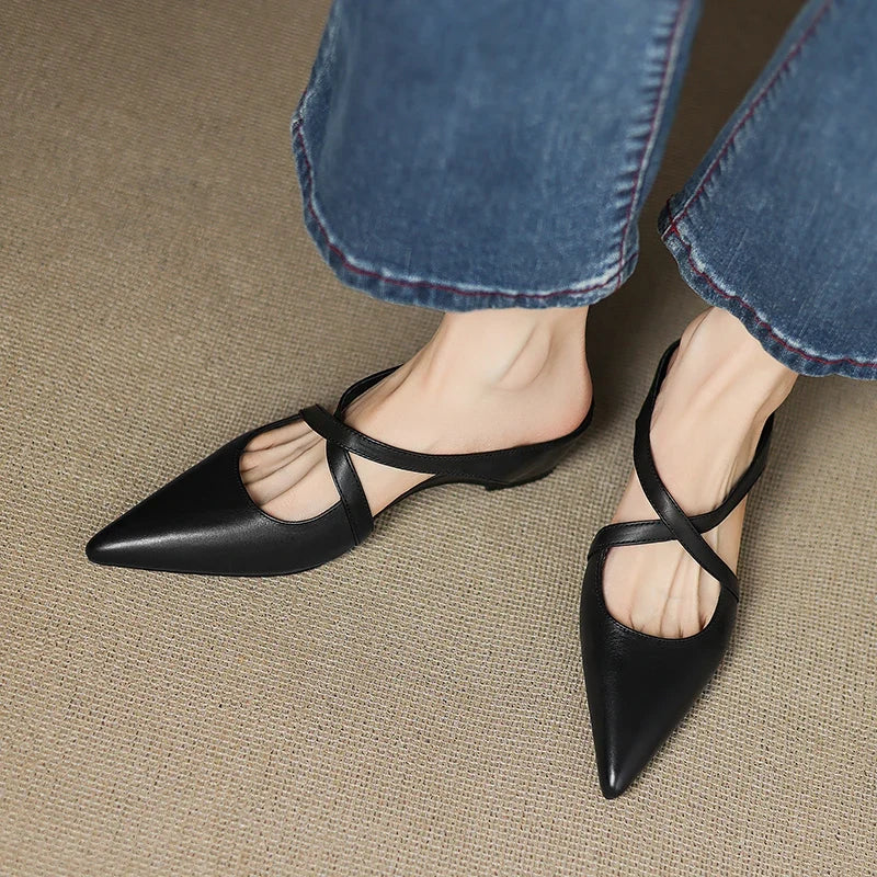 Women's Orthopaedic Genuine Leather Pointed Toe Mules