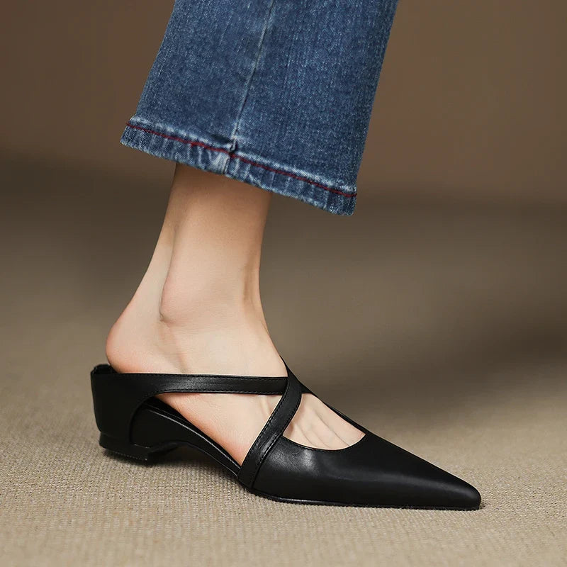 Women's Orthopaedic Genuine Leather Pointed Toe Mules