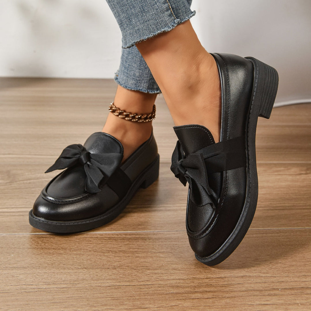 Women's Patent Bow Accent Moc Toe Loafers