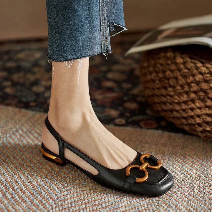 Women's Orthopaedic Suede Slingback Block Heel Shoes