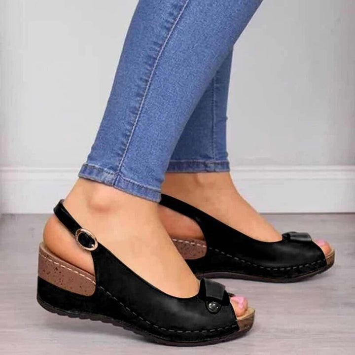 Women's Orthopaedic Peep Toe Bow Detail Wedge Slingback Sandals