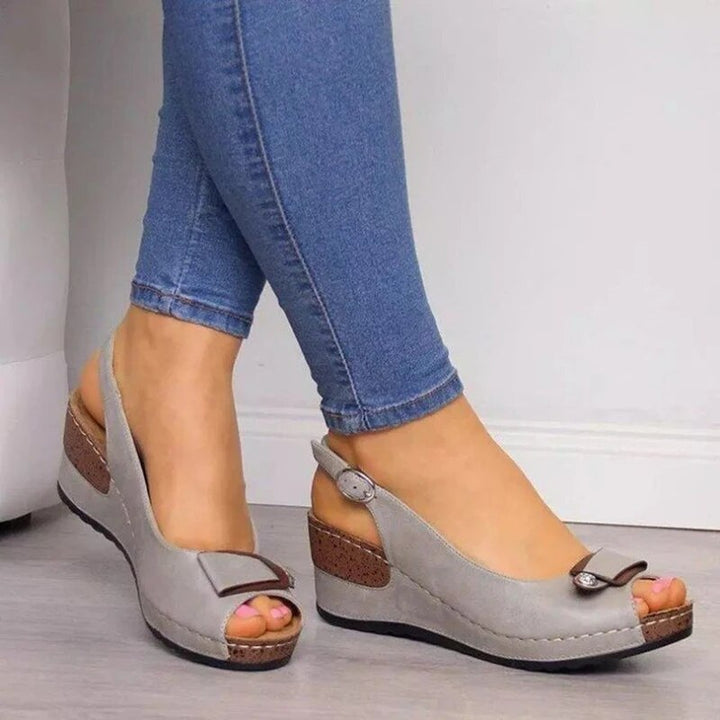 Women's Orthopaedic Peep Toe Bow Detail Wedge Slingback Sandals