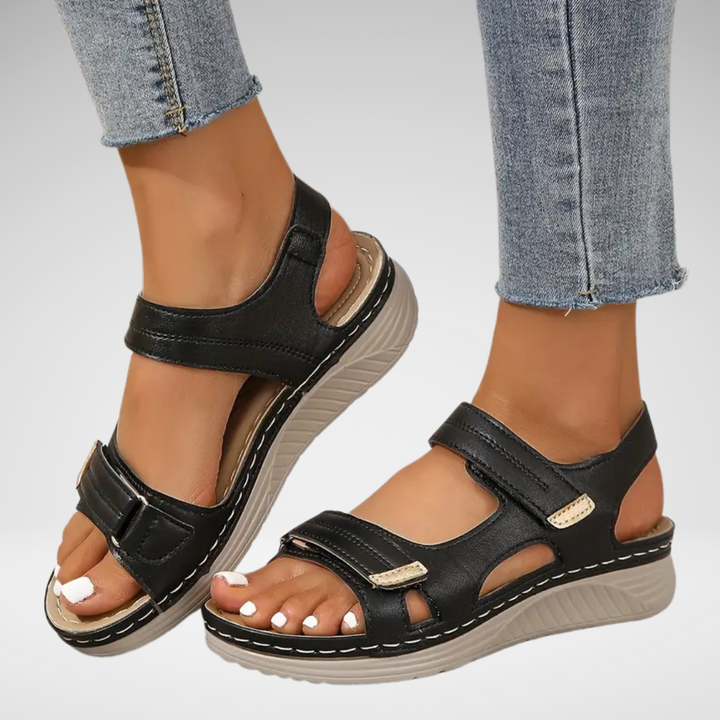 Women's Orthopedic Velcro Strap Wedge Sandals Open Toe