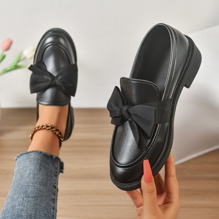 Women's Patent Bow Accent Moc Toe Loafers