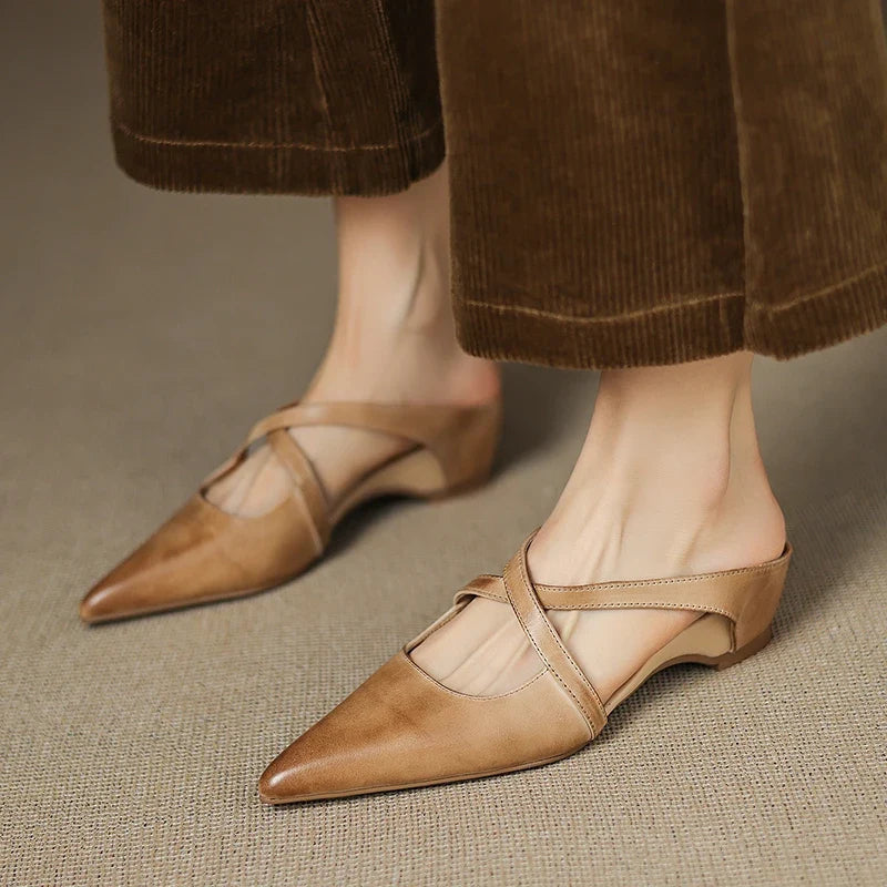Women's Orthopaedic Genuine Leather Pointed Toe Mules