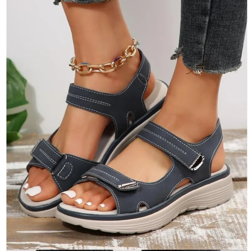 Women's Orthopedic Velcro Strap Wedge Sandals Open Toe