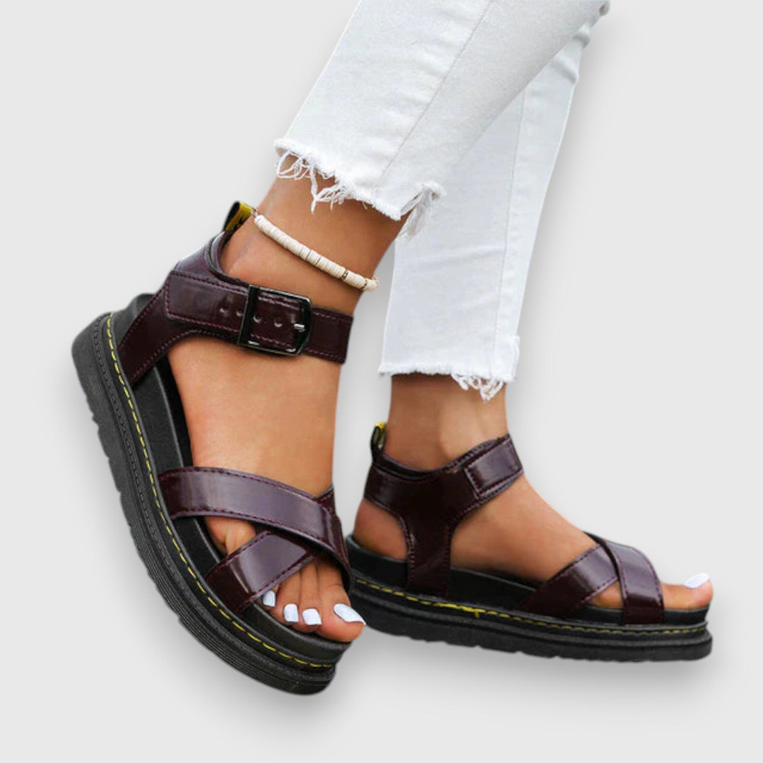 Women's Orthopaedic Crossover Platform Ankle Strap Sandals