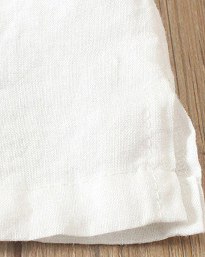 Women's Casual Linen Short Sleeve Button Front Tunic Top