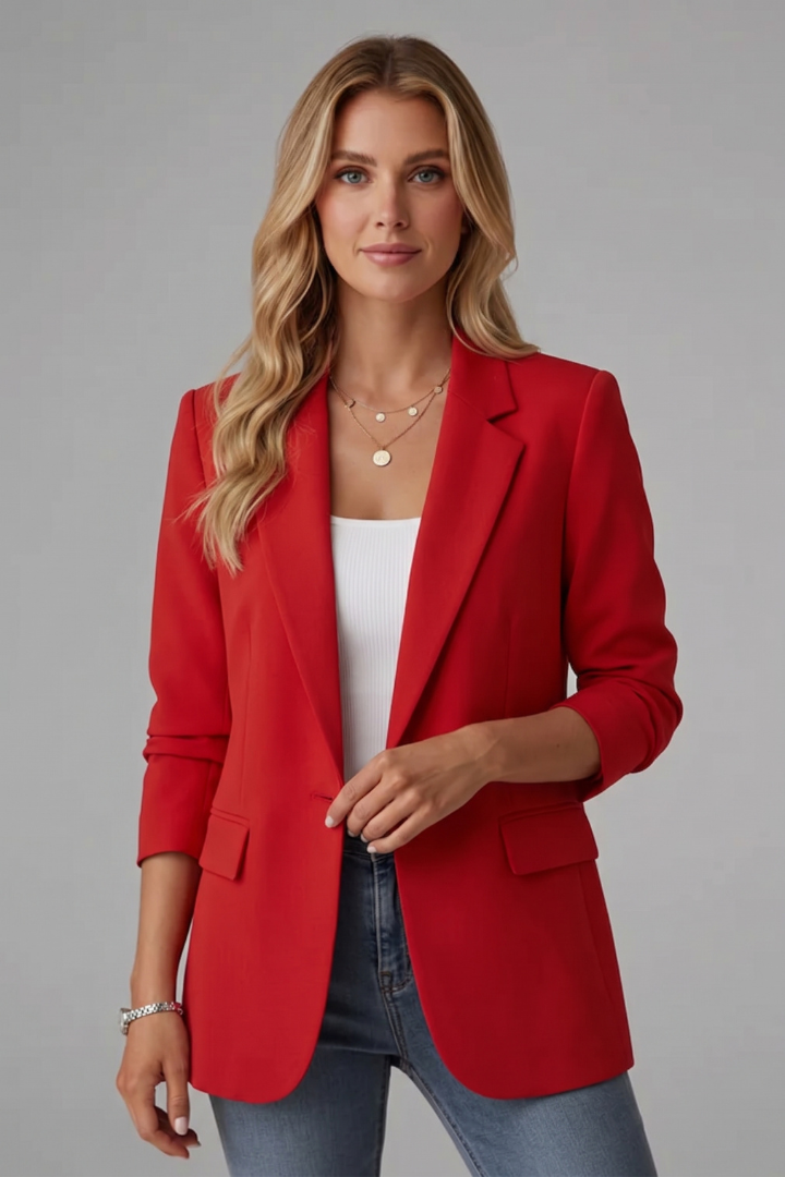 Women's Blazer with Notched Lapel and Single Button
