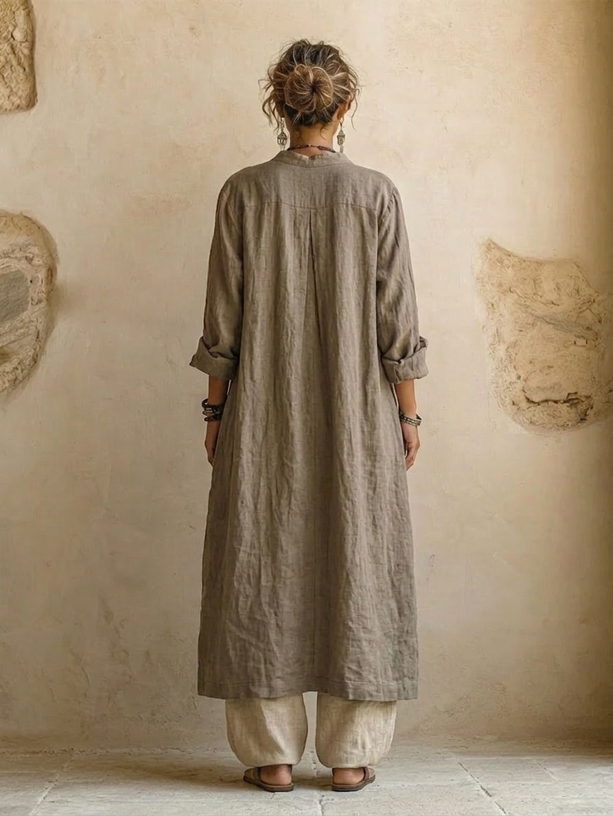Women's Boho Printed Wide Leg Trousers Duster Set