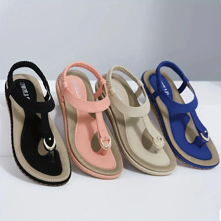 Women's Orthopaedic T-Bar Thong Elastic Slingback Flat Sandals