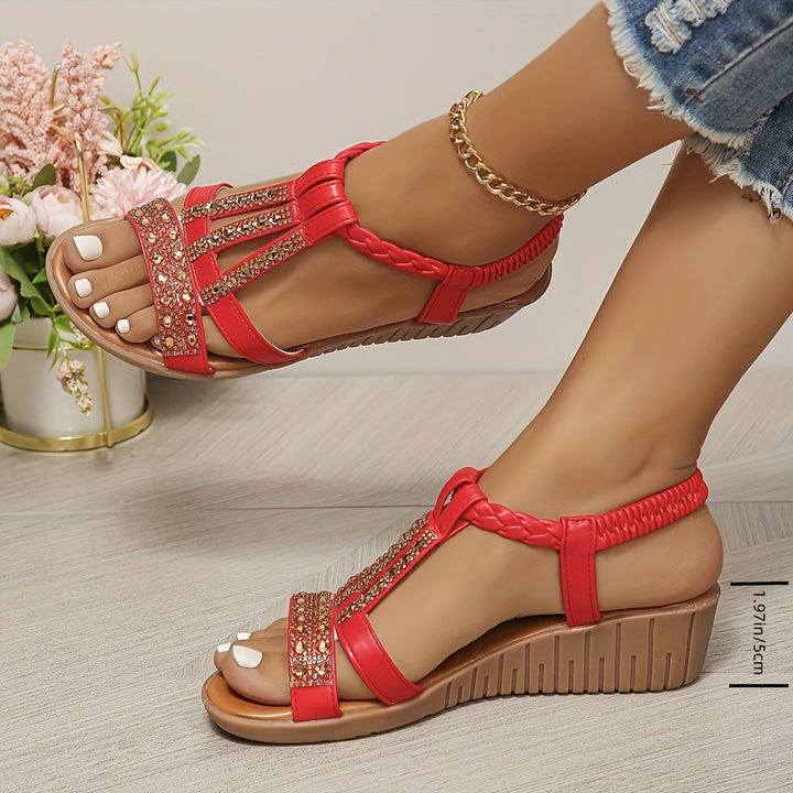Women's Ankle Strap Wedge Orthopaedic Sandals Embellished