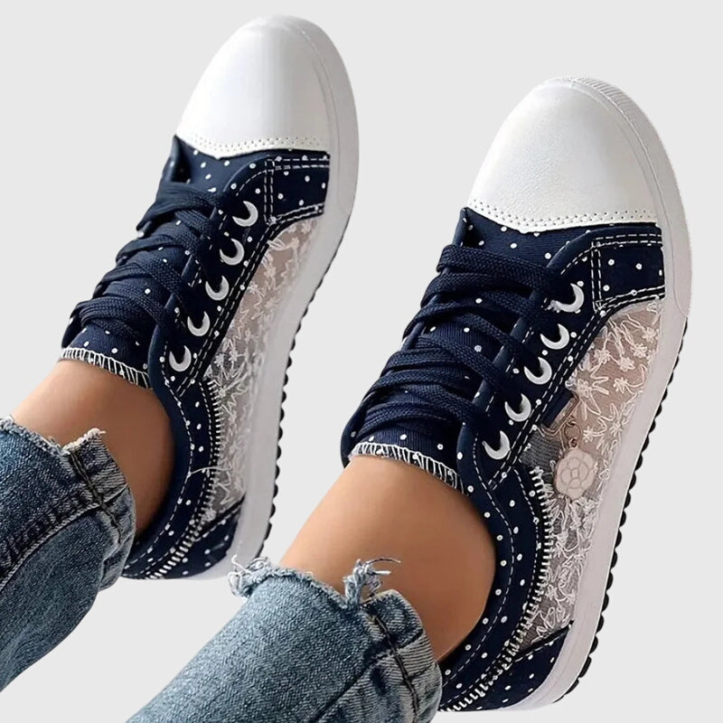 Women's Orthopaedic Lace-Up Floral Mesh Detail Shoes