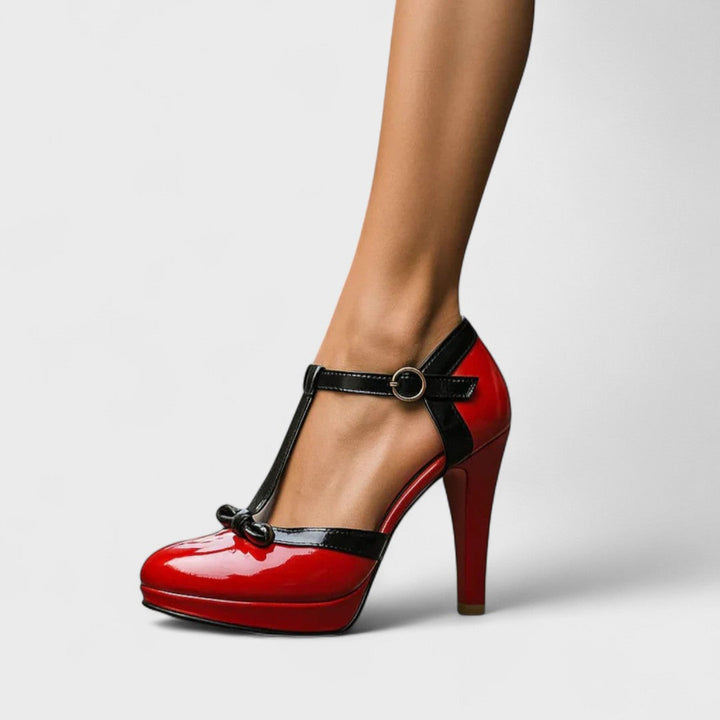 Women's Orthopaedic Ankle Strap Bow Platform Heels