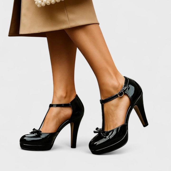 Women's Orthopaedic Ankle Strap Bow Platform Heels