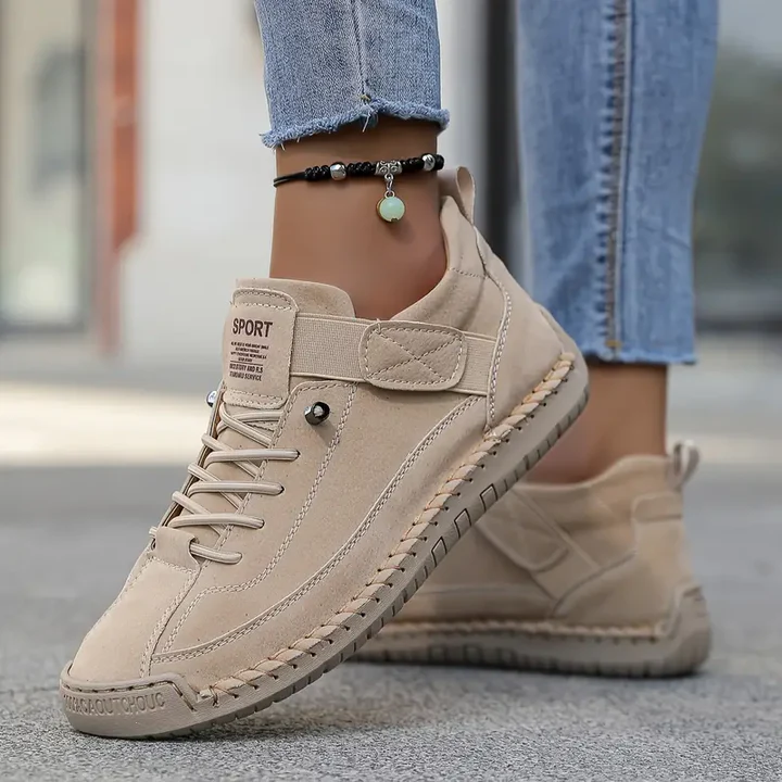 Women's Orthopedic Leather Trainers Lace Up Wide Fit