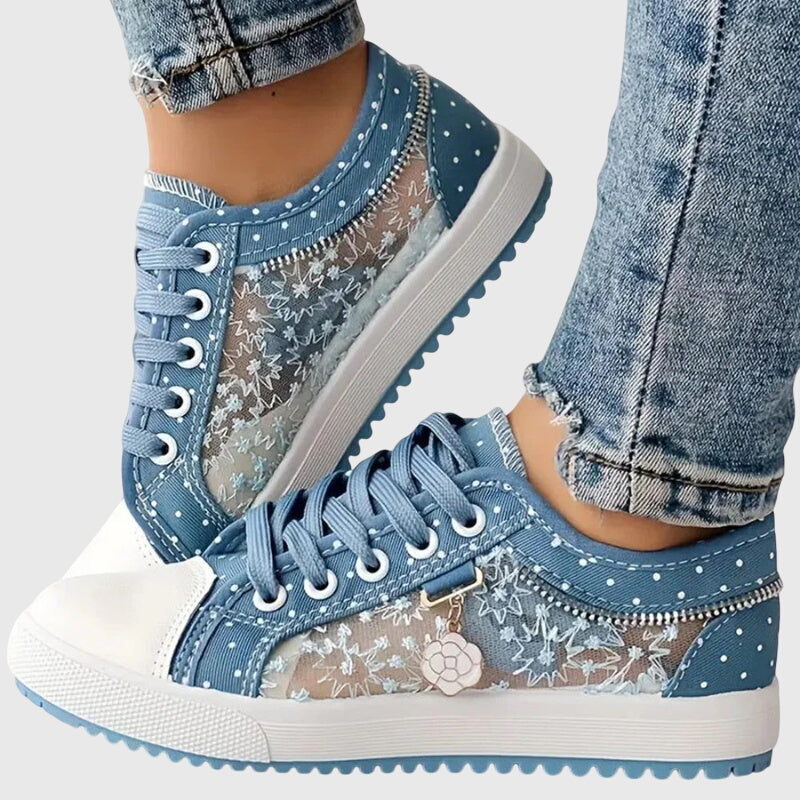 Women's Orthopaedic Lace-Up Floral Mesh Detail Shoes