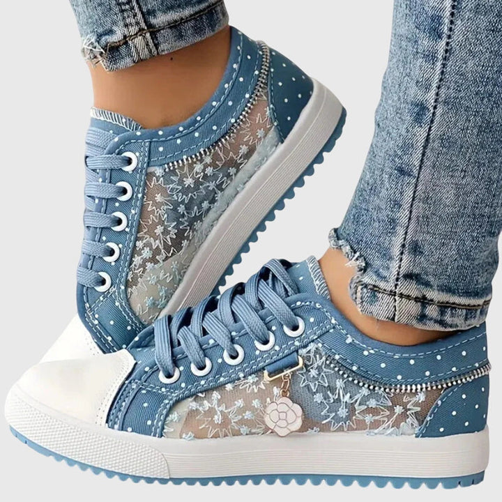 Women's Orthopaedic Lace-Up Floral Mesh Detail Shoes