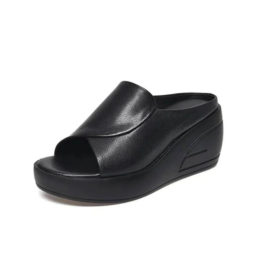 Women's Orthopaedic Leather Slip-On Wedge Sandals