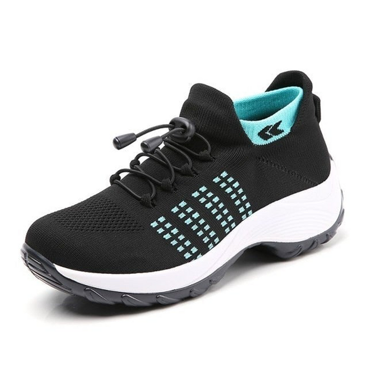 Women's Orthopedic Knit Trainers Platform Lace Up Wide Fit