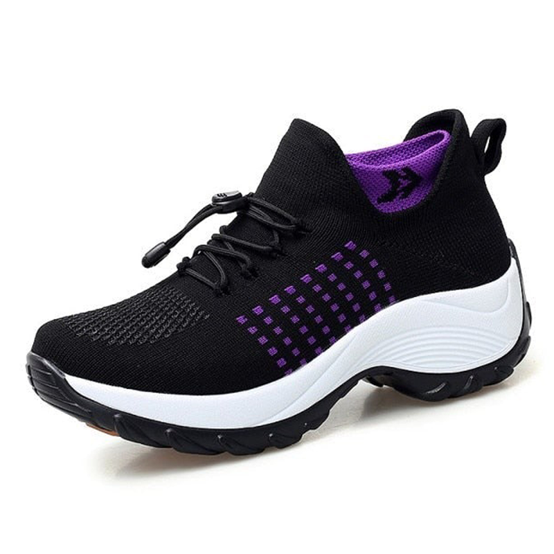 Women's Orthopedic Knit Trainers Platform Lace Up Wide Fit