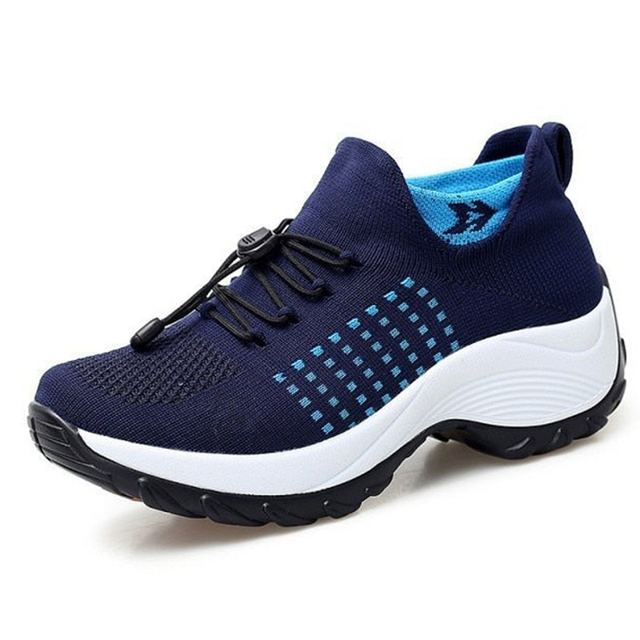 Women's Orthopedic Knit Trainers Platform Lace Up Wide Fit
