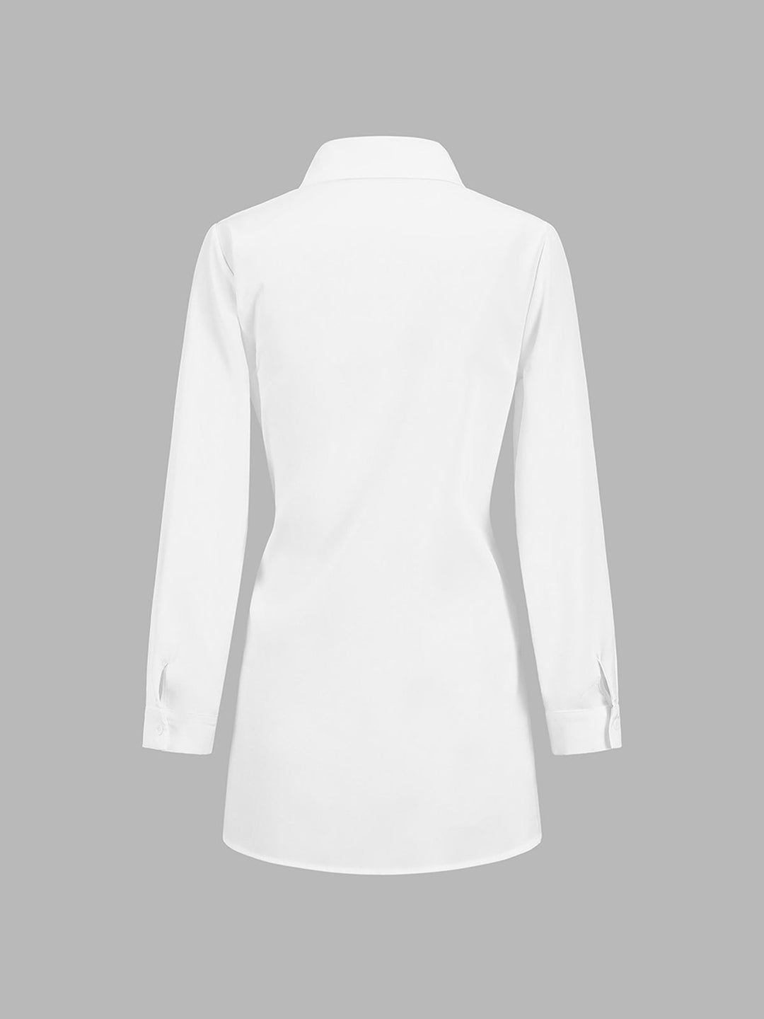 Women's Long Sleeve Button-Down Shirt with Tie Waist and Spread Collar