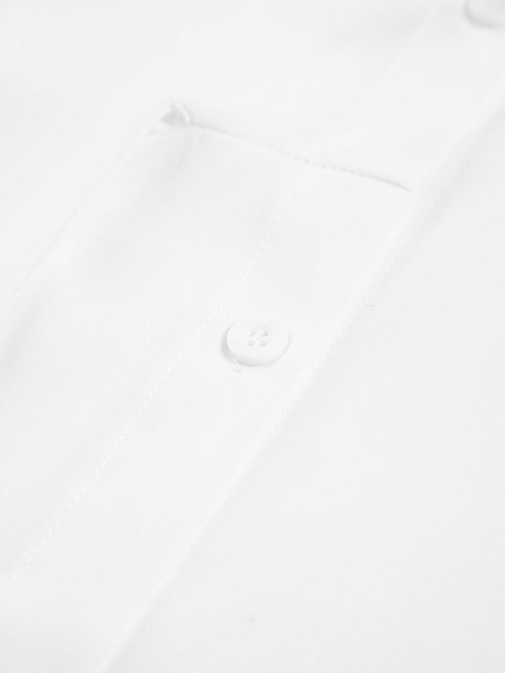 Women's Long Sleeve Button-Down Shirt with Tie Waist and Spread Collar
