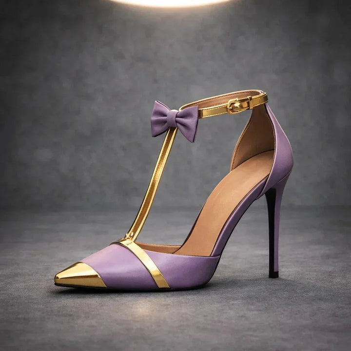 Women's T-Bar Bow Detail Stiletto Heels