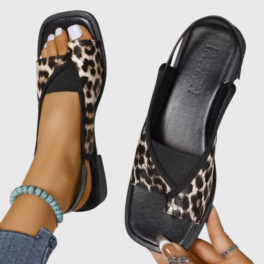 Women's Orthopaedic Square Toe Two-Tone Slingback Flat Sandals