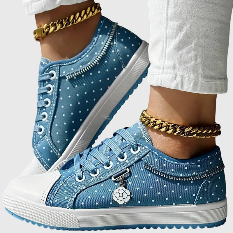 Women's Orthopaedic Lace-Up Floral Mesh Detail Shoes