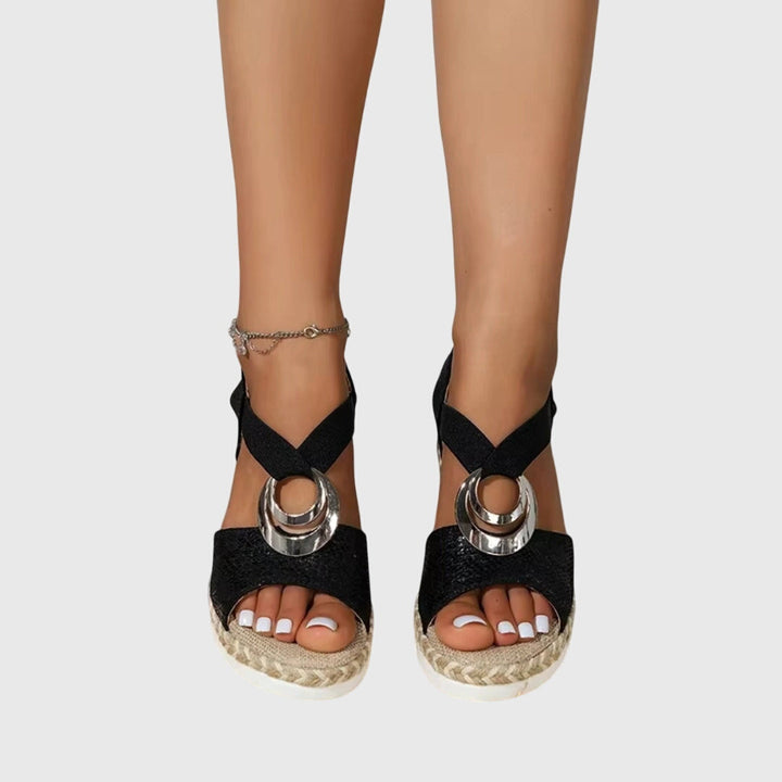 Women's Orthopaedic Espadrille Wedge Sandals Metallic Trim