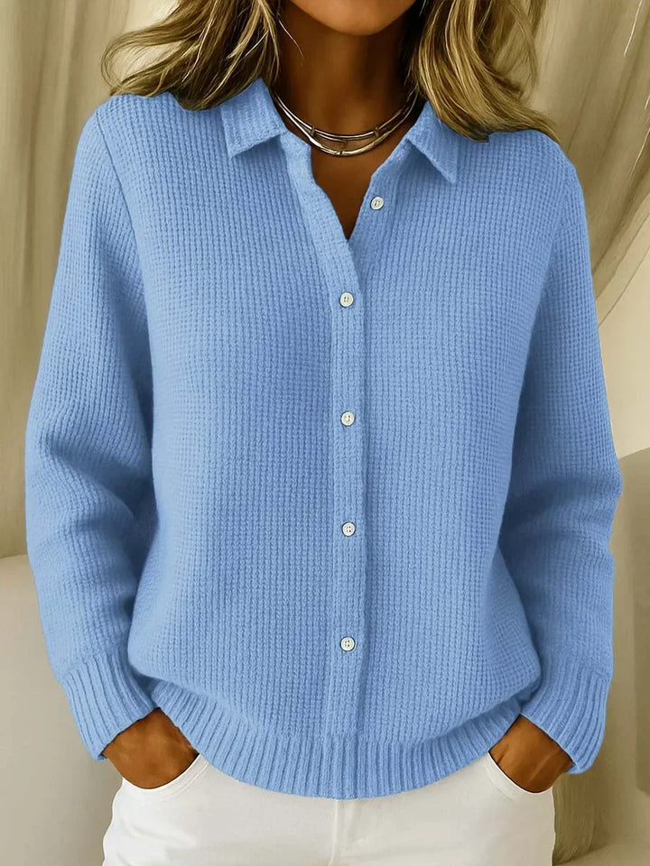 Women's Elegant Collared Button Cardigan