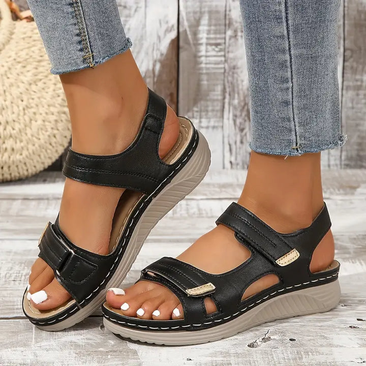 Women's Orthopedic Velcro Strap Wedge Sandals Open Toe
