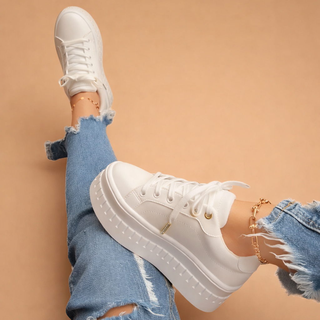 Women's Lace-Up Faux Leather Chunky Platform Shoes