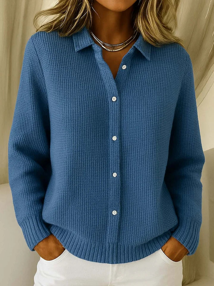 Women's Elegant Collared Button Cardigan