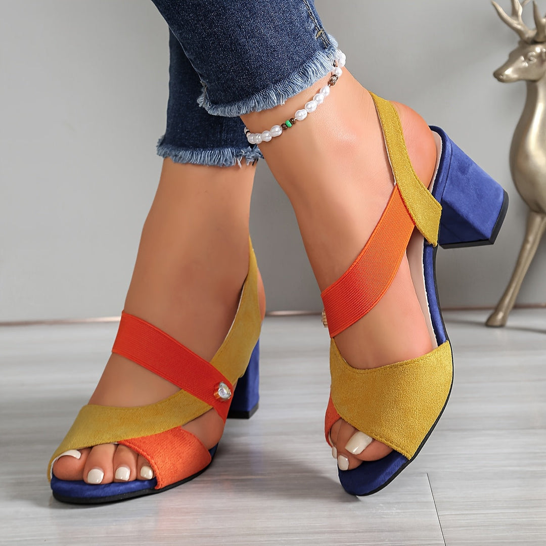 Women's Orthopaedic Diamanté Ankle Strap Block Heels