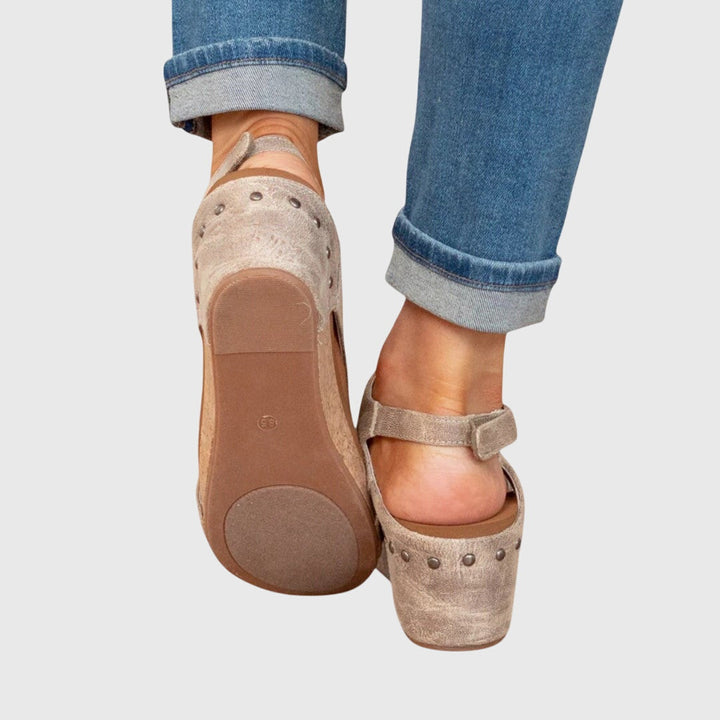 Women's Orthopaedic Taupe Cork Wedge Sandals
