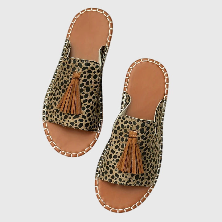 Women's Orthopaedic Boho Print Tassel Slip-On Flat Sandals