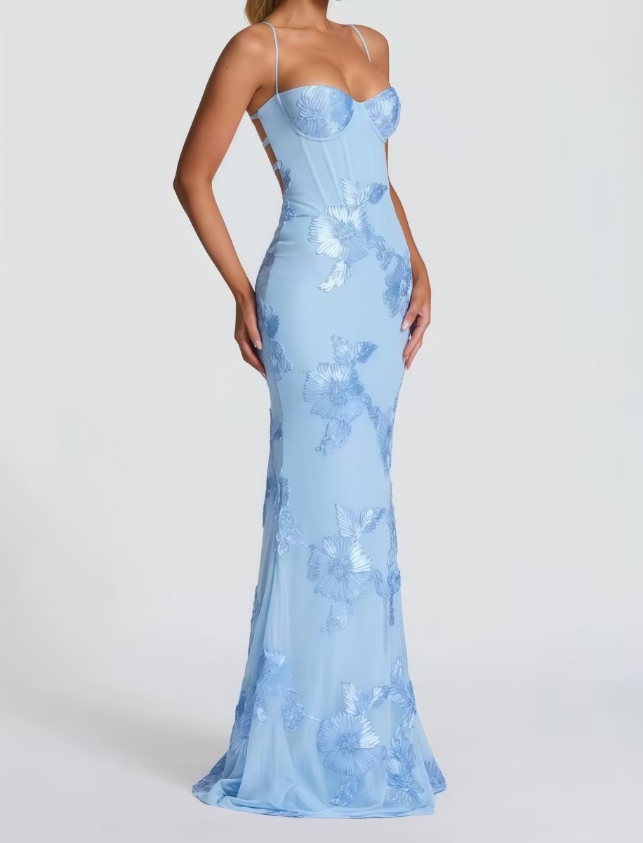 Women's Figure-Hugging Spaghetti Strap Evening Maxi Dress