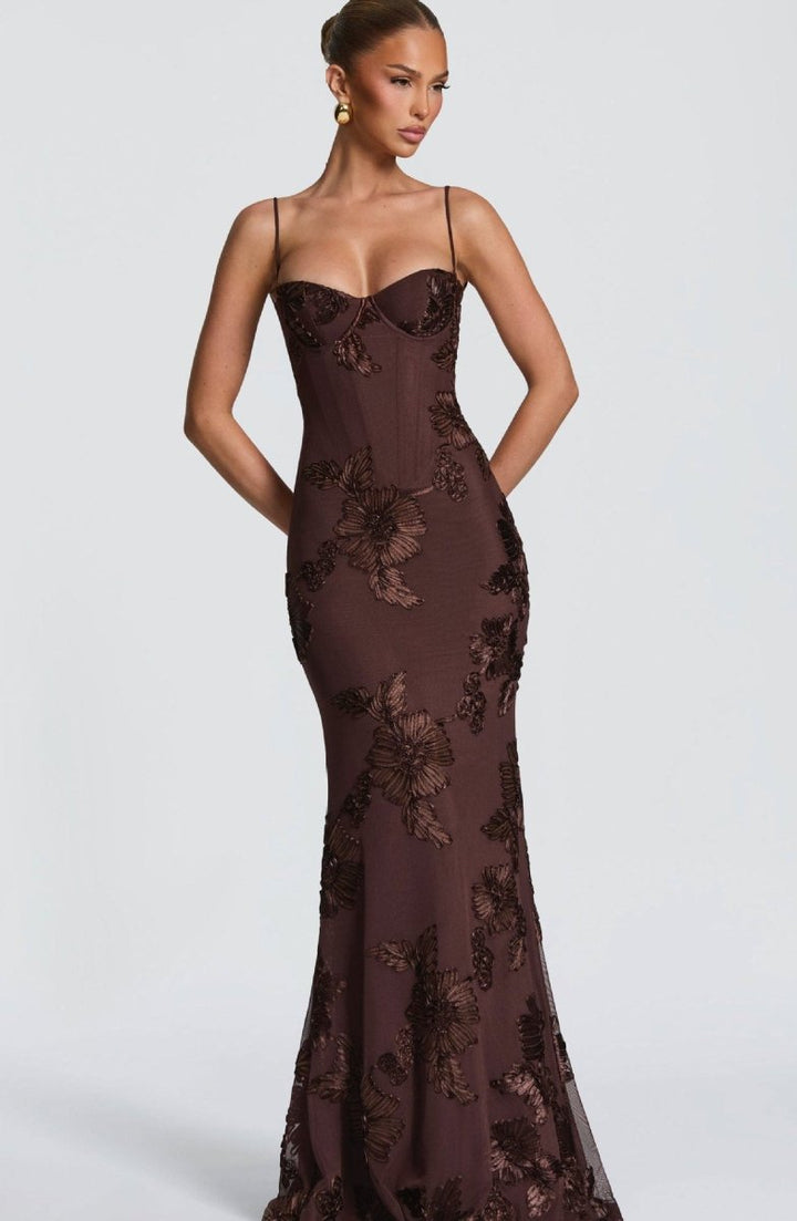 Women's Figure-Hugging Spaghetti Strap Evening Maxi Dress